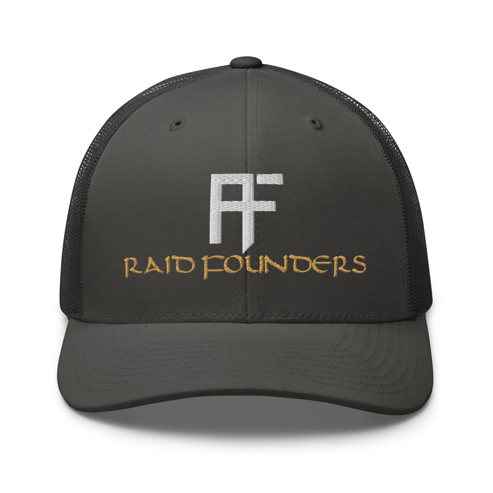 RAID FOUNDERS truckers cap charcoal front view