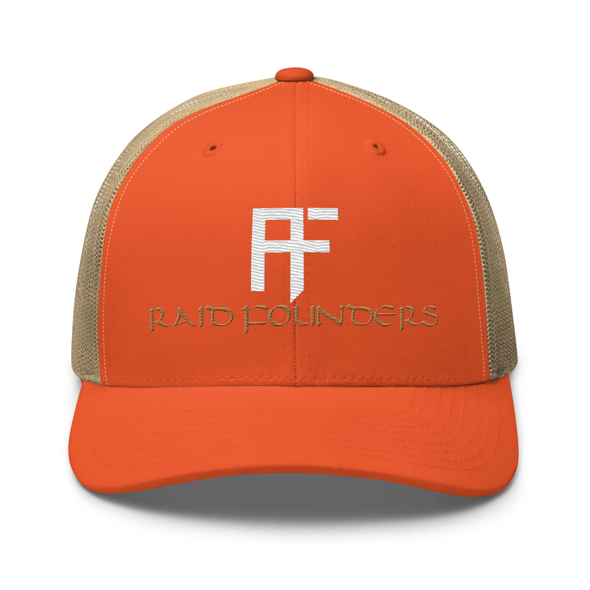 RAID FOUNDERS truckers cap front view orange