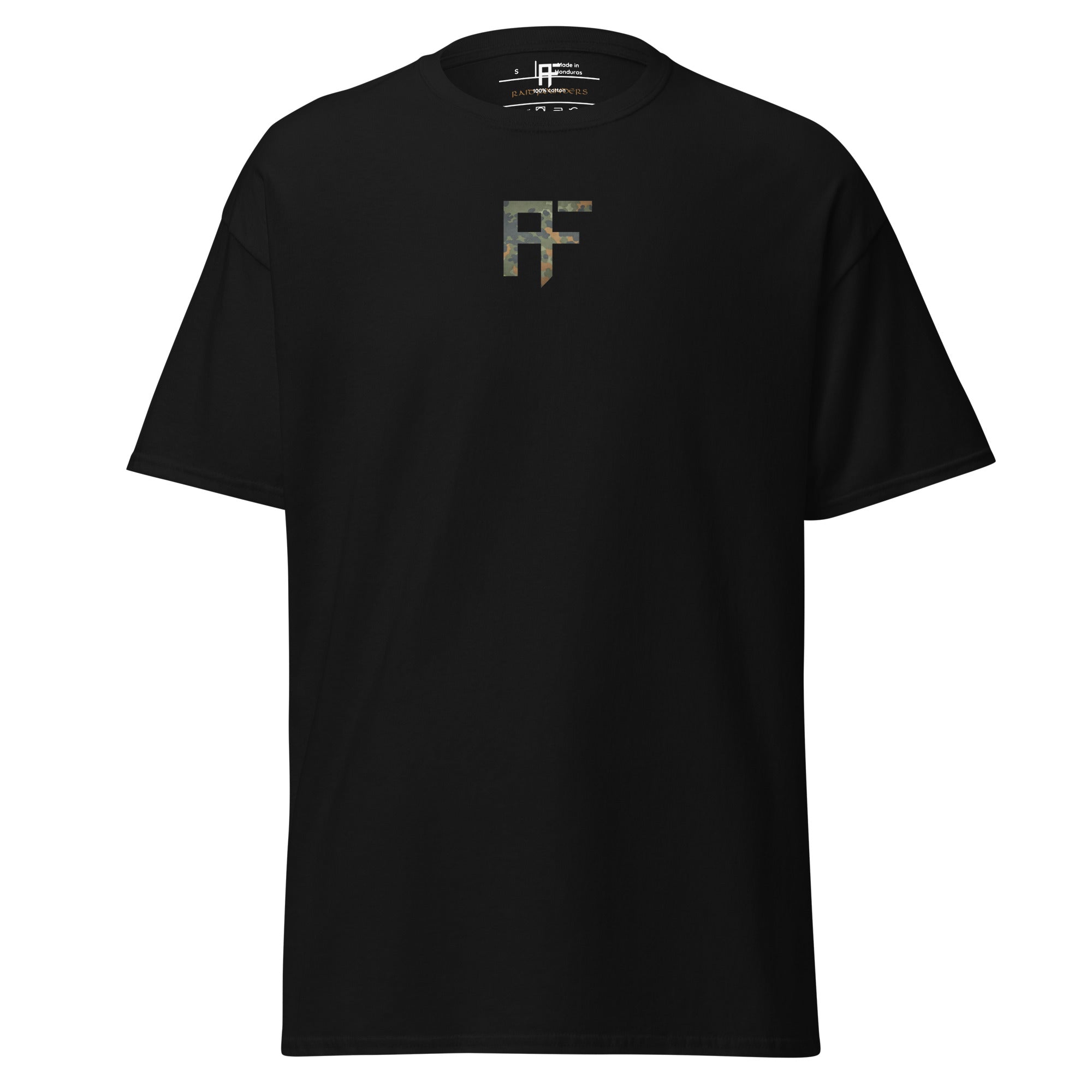 Raid Founders T SHIRT, RF Flectarn logo, black colour,  front view