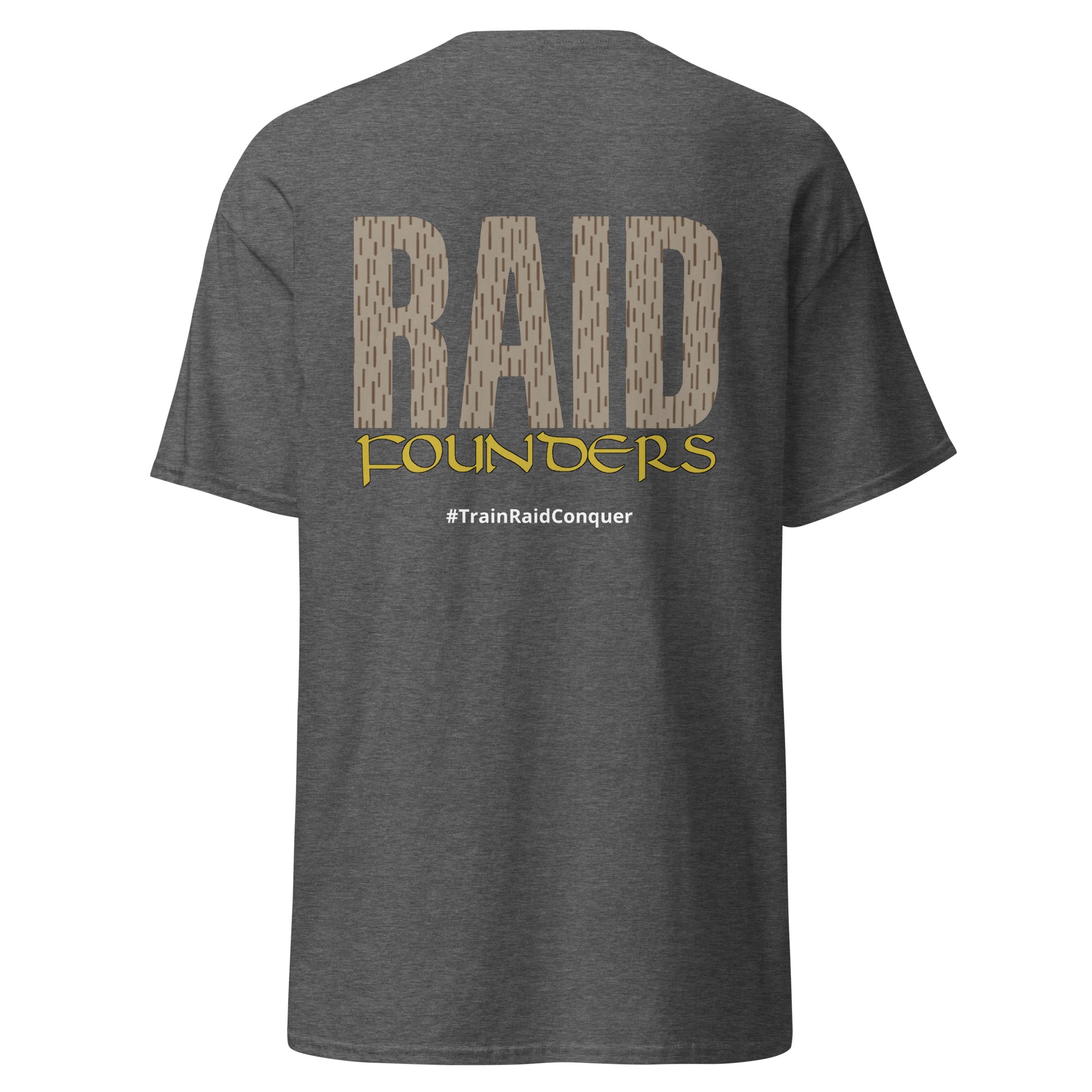 Raid Founders darh heather colour, desert rain, tee shirt, back view