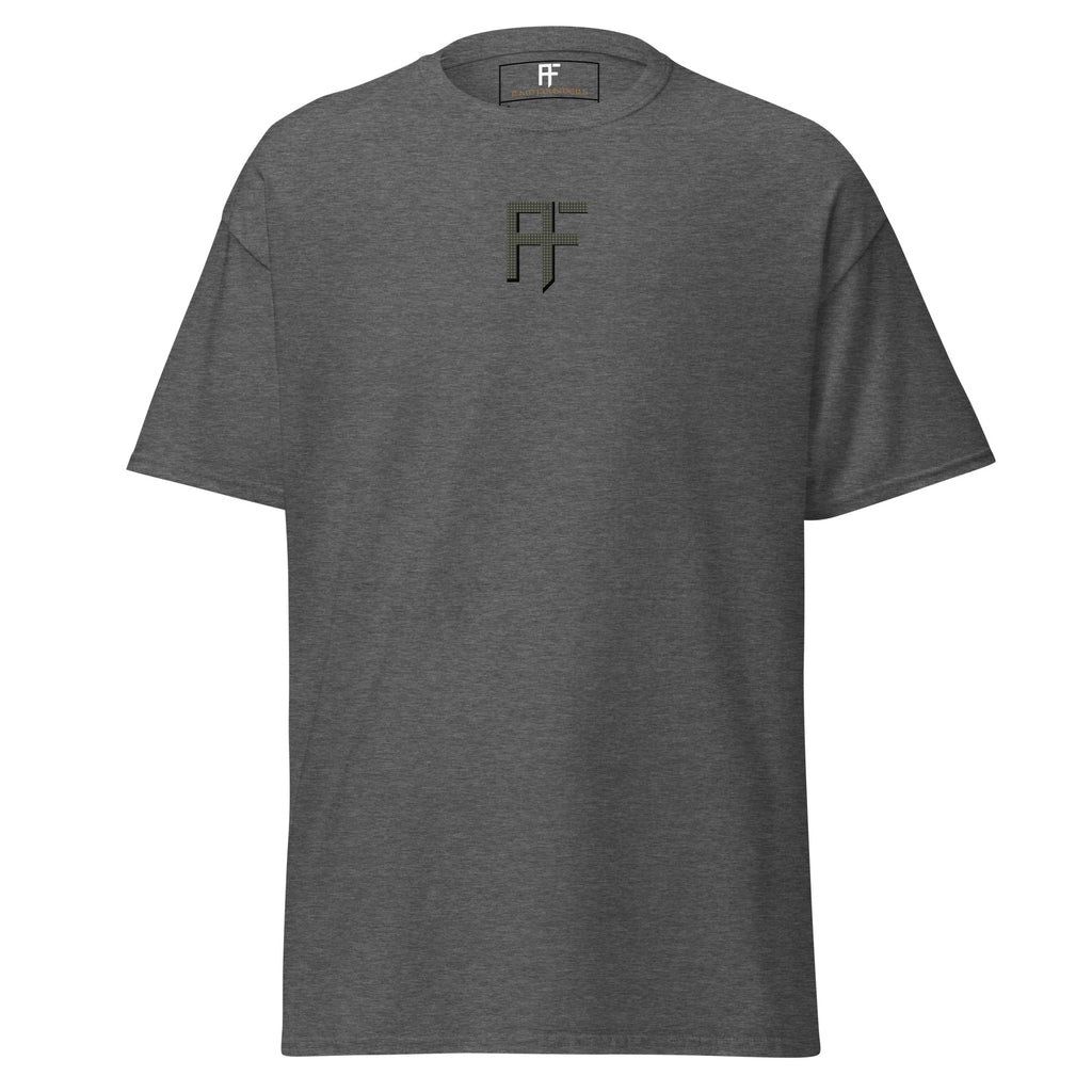 Raid Founders T SHIRT, RF DNC logo, dark heather colour,  front view