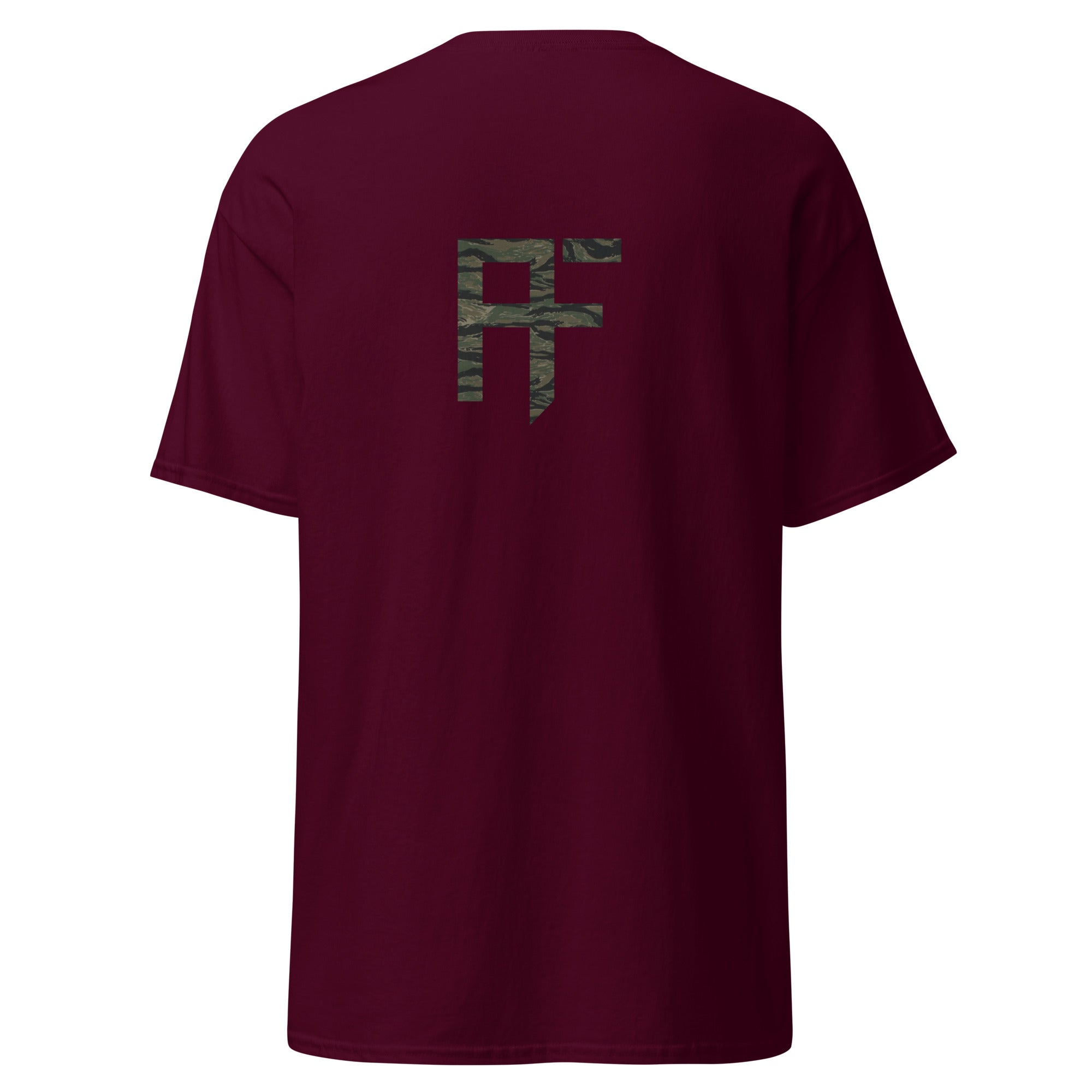 Raid Founders T SHIRT, RF Tiger logo, maroon colour,  back view