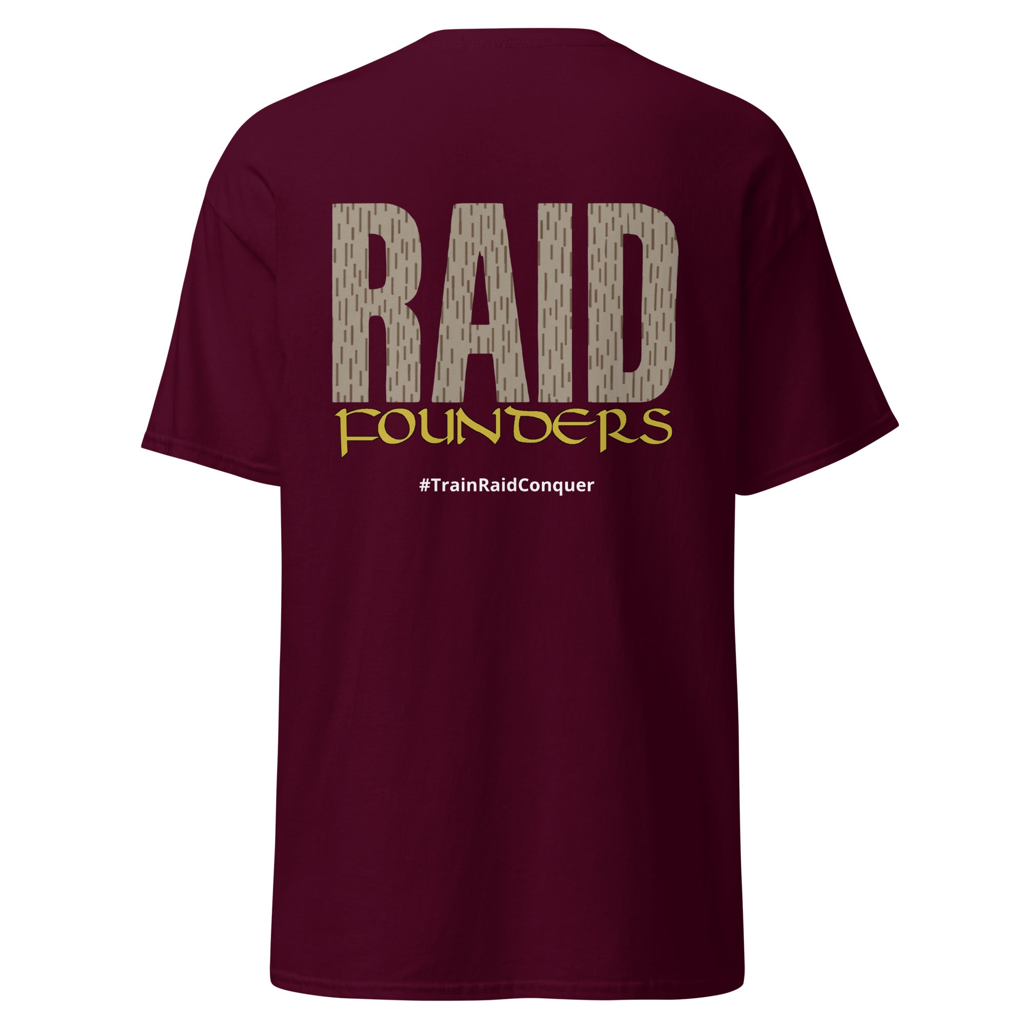 Raid Founders maroon colour, desert rain, tee shirt, back view