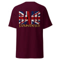 Raid Founders maroon colour, Union Jack tee shirt back view