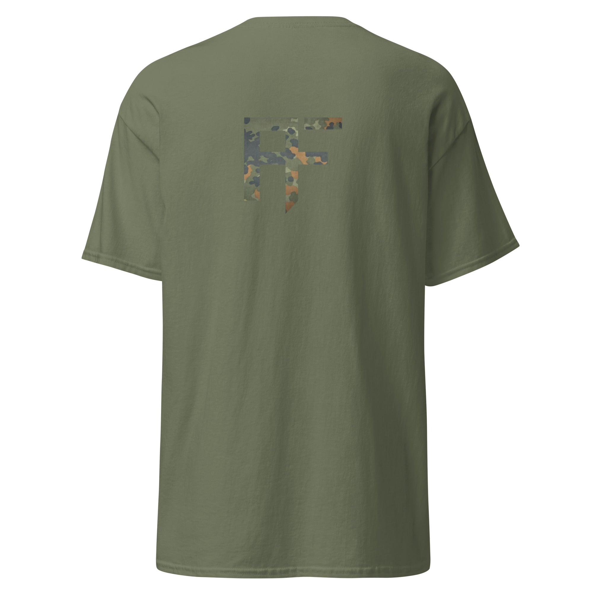 Raid Founders T SHIRT, RF Flectarn logo, military green colour,  back view
