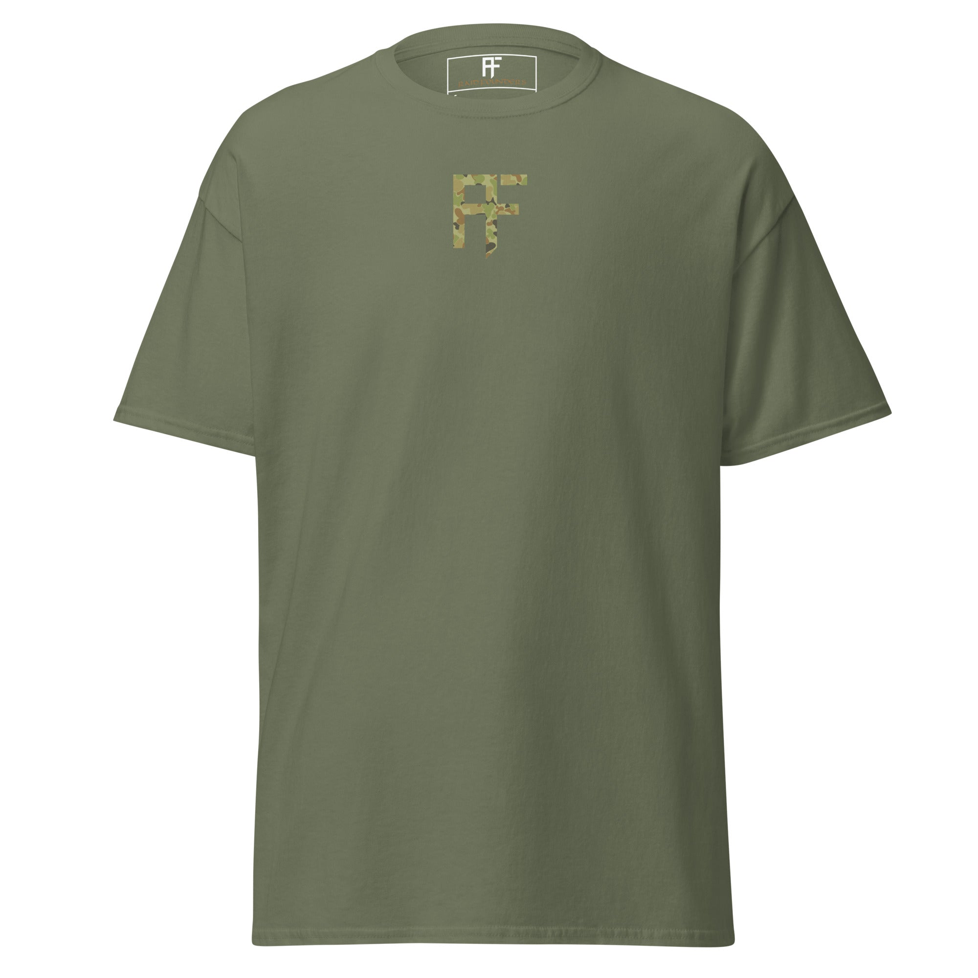 Raid Founders Jellybean T shirt, military green colour, front view