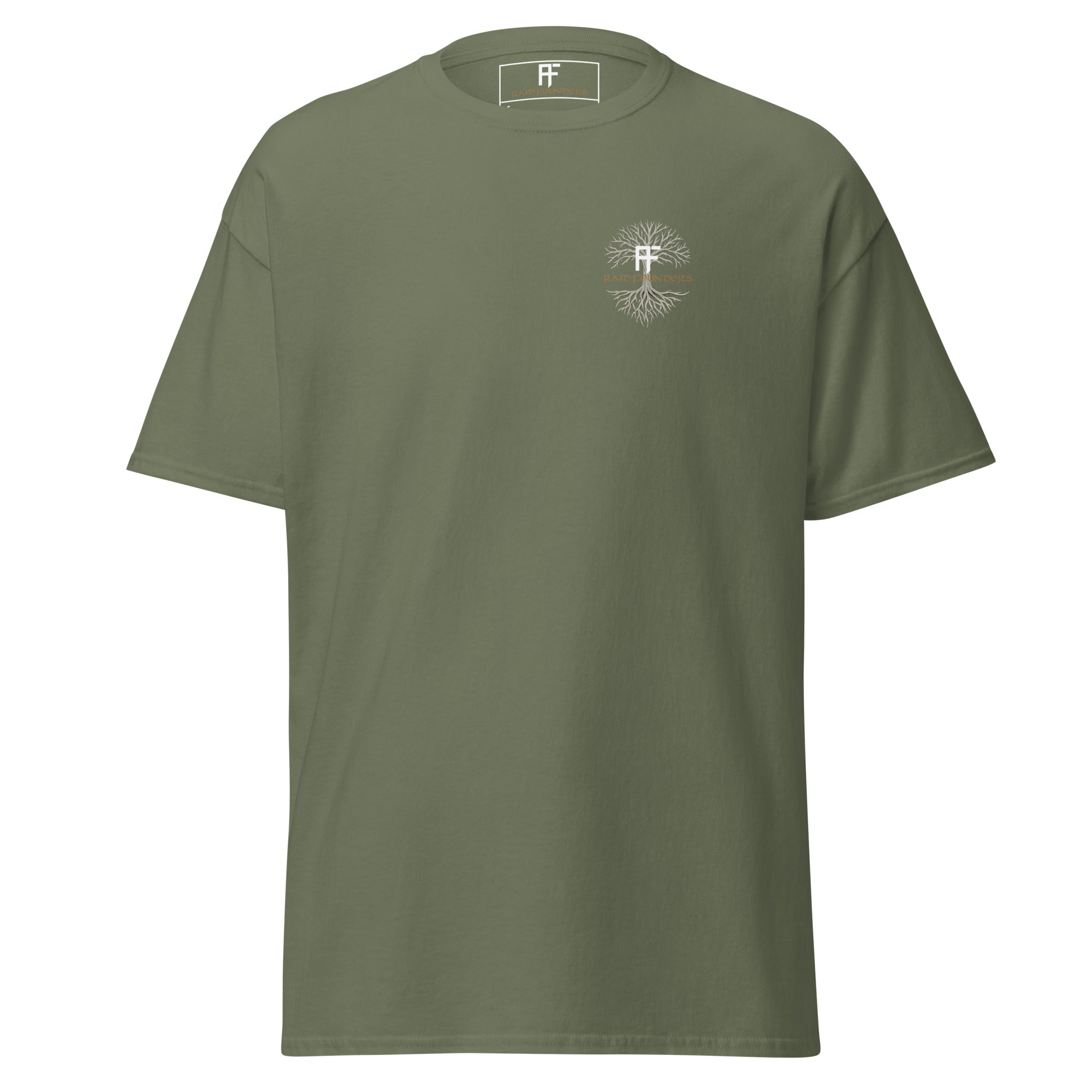 Raid Founders military green colour, Union Jack tee shirt front view