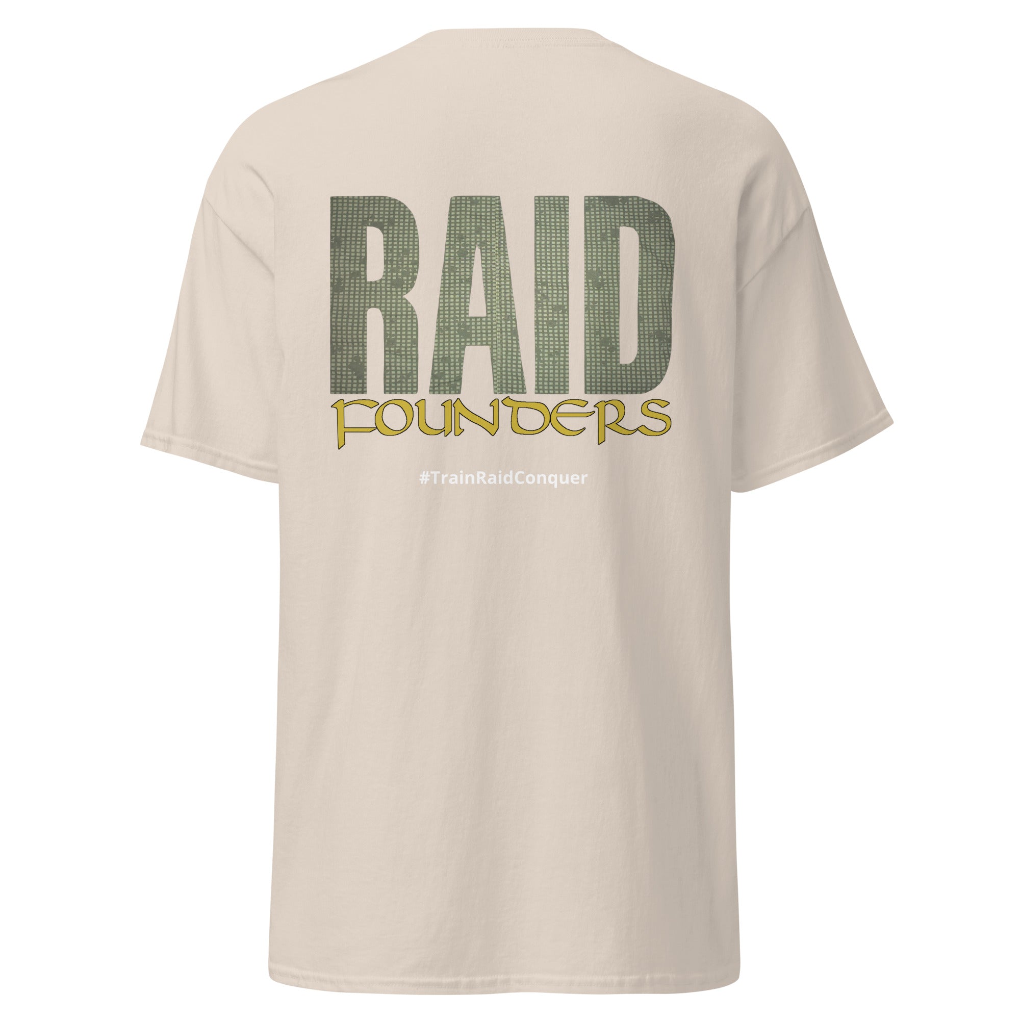 Raid Founders DNC T shirt, Natural colour, back view