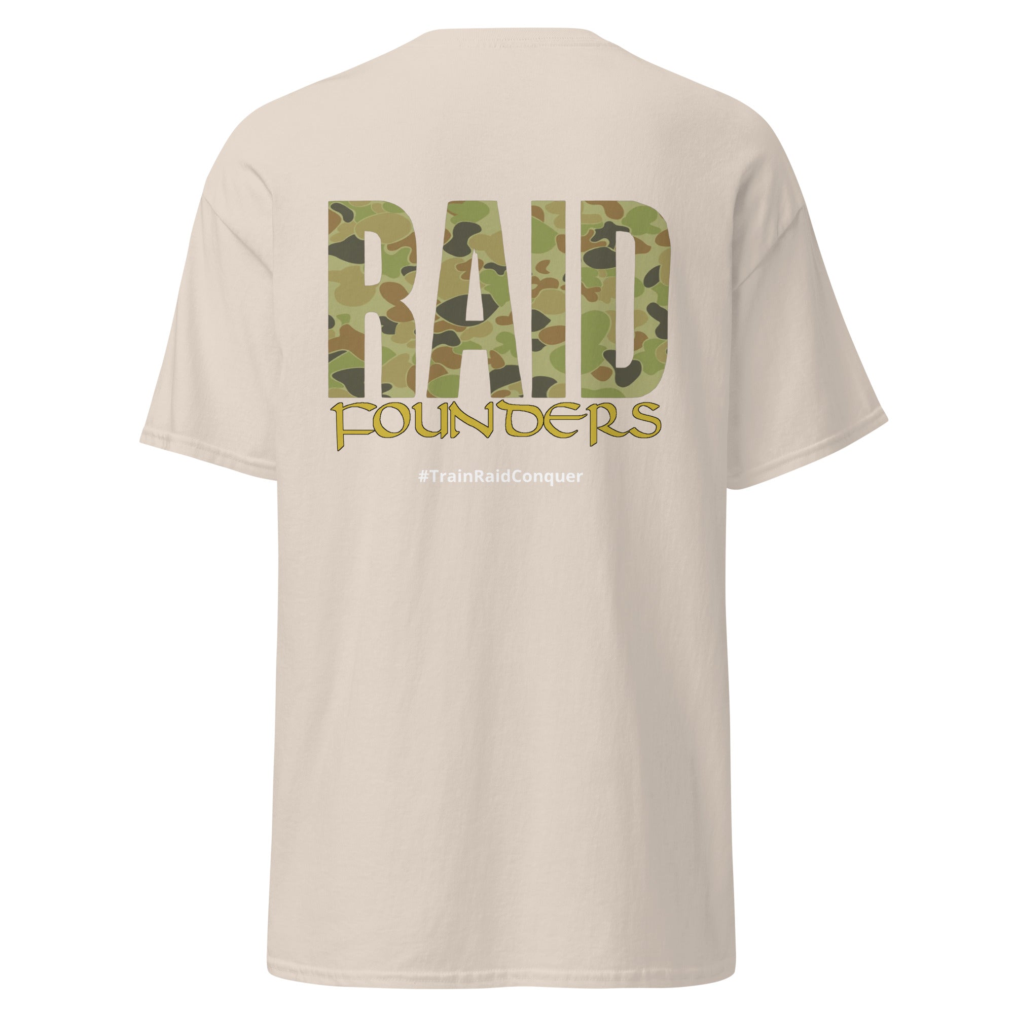 Raid Founders Jellybean T shirt, natural colour, back view