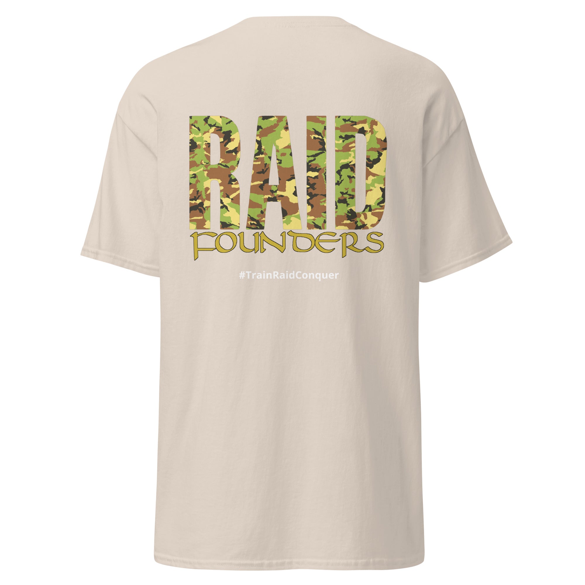 Raid Founders DPM T shirt, natural colour, back view