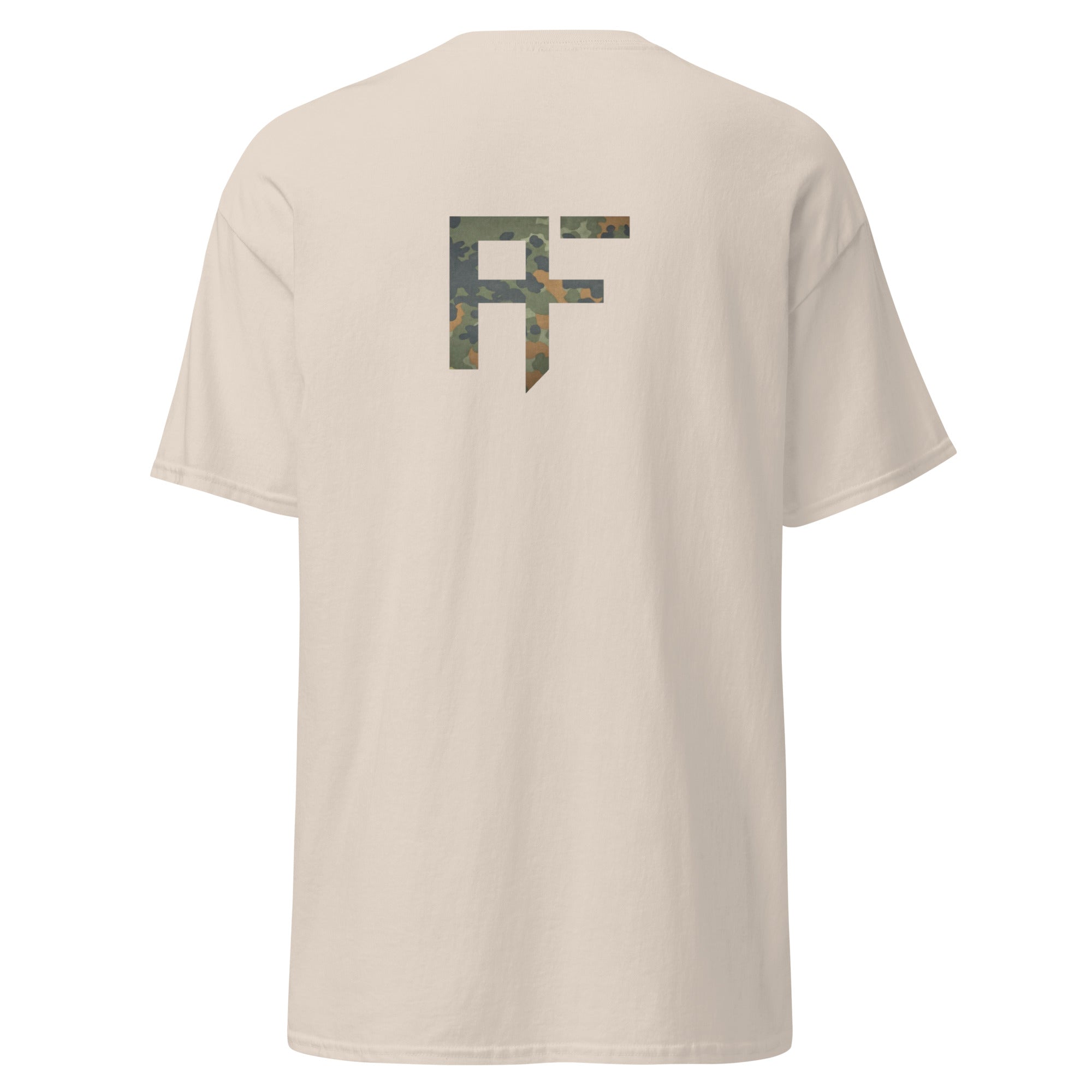 Raid Founders T SHIRT, RF Flectarn logo, natural colour,  back view