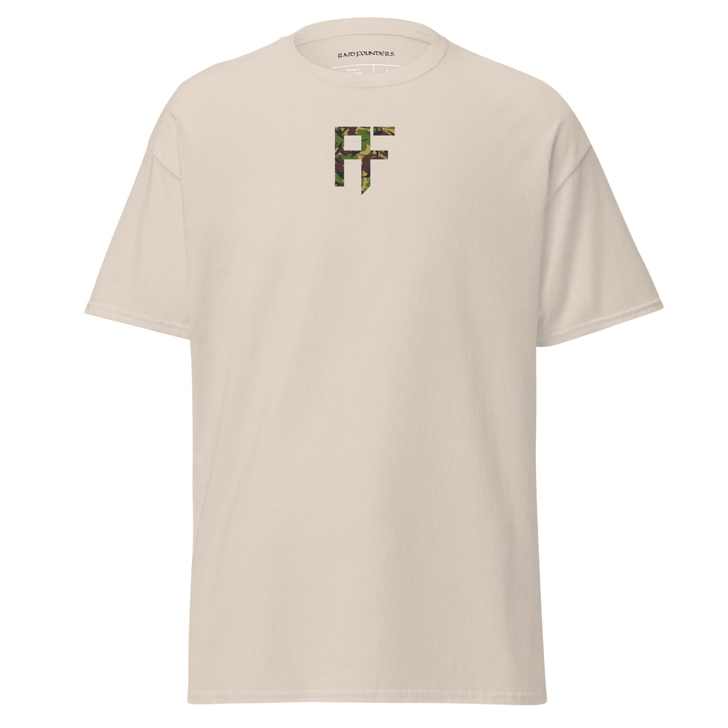 Raid Founders DPM T shirt, natural colour, front view