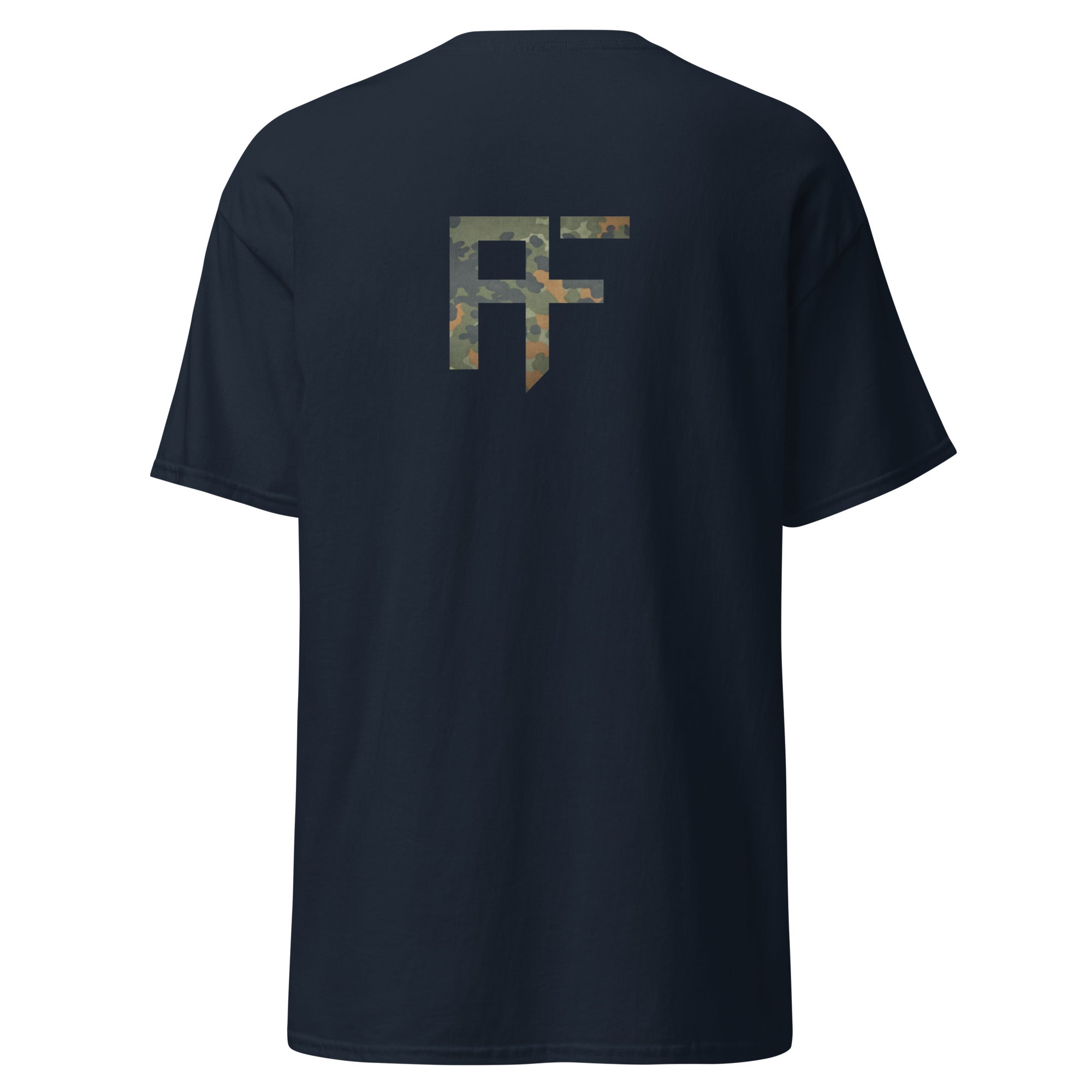 Raid Founders T SHIRT, RF Flectarn logo, navy colour,  back view