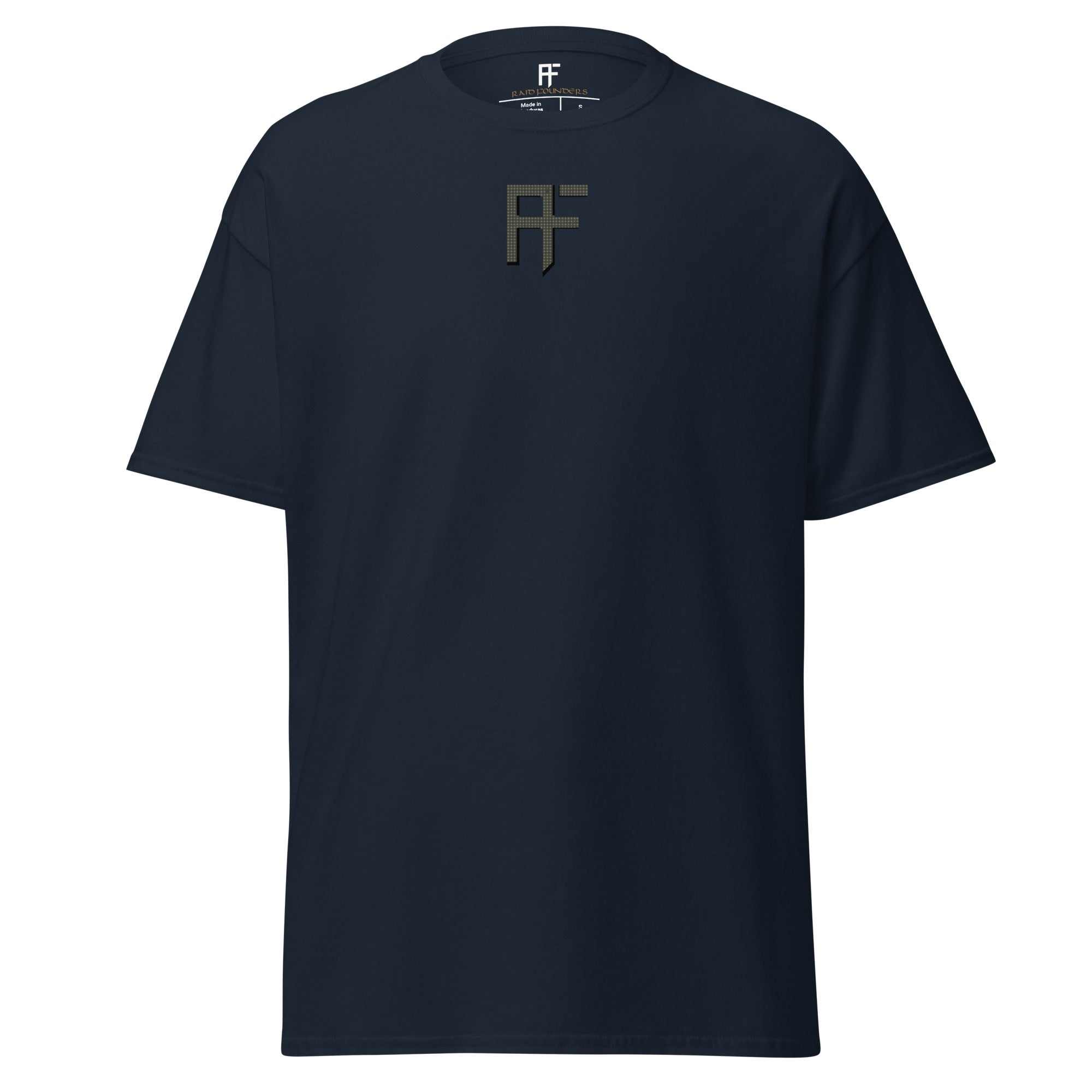Raid Founders DNC T shirt, navy colour, front view