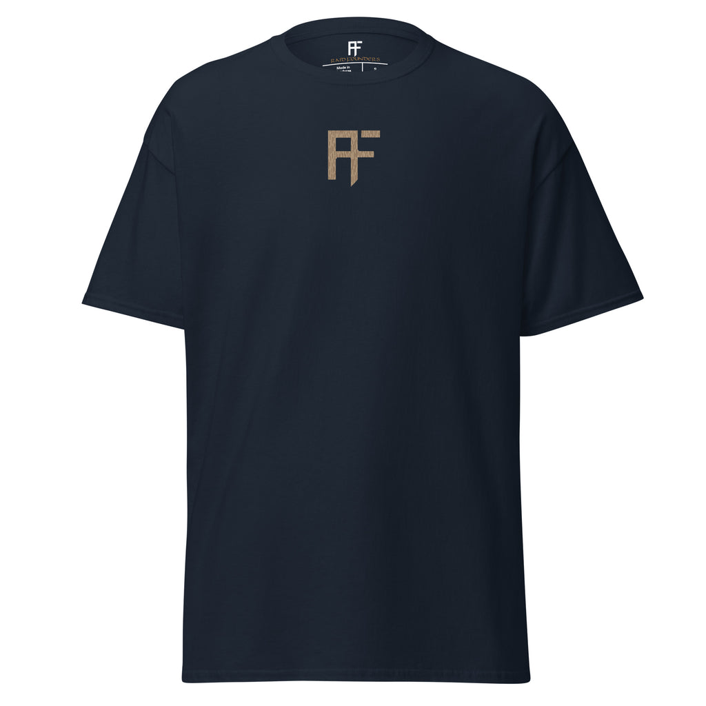 Raid Founders navy colour, desert rain, tee shirt, front view