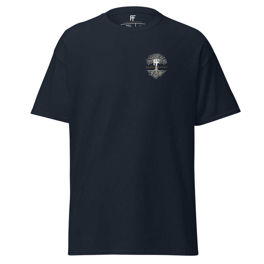 Raid Founders Navy colour, Union Jack tee shirt front view
